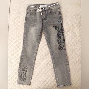 Graphic Stylish Men's Stretch Jeans In The Style Of Off White NWOT